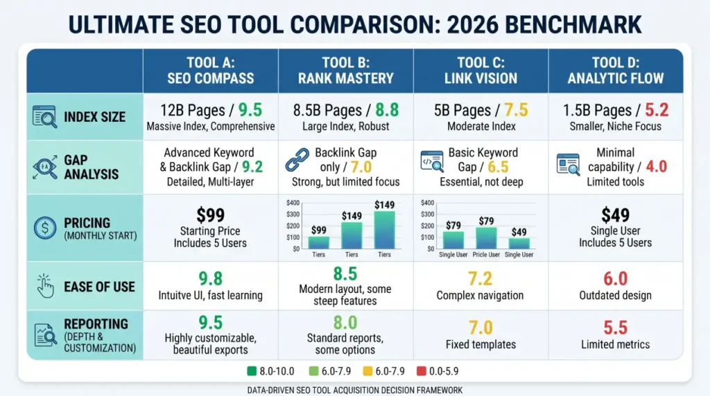 Competitor backlink gap analysis tool comparison