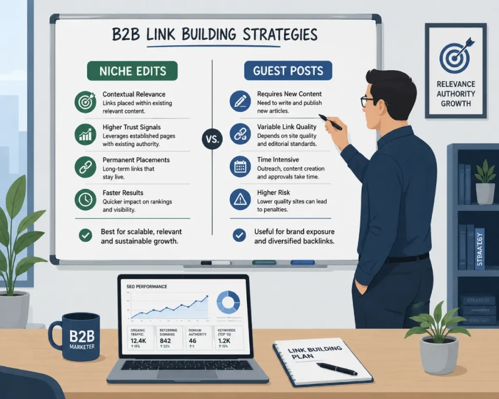 niche edits vs guest post comparison infographic